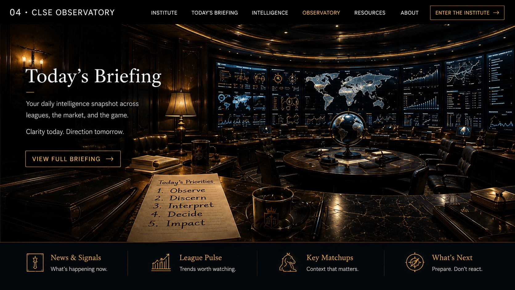 CLSE Observatory and today's briefing room
